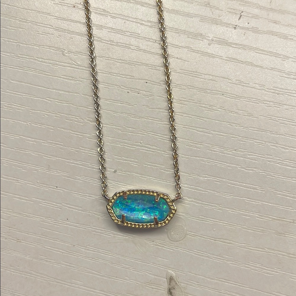 Gold and Blue Pendant Necklace